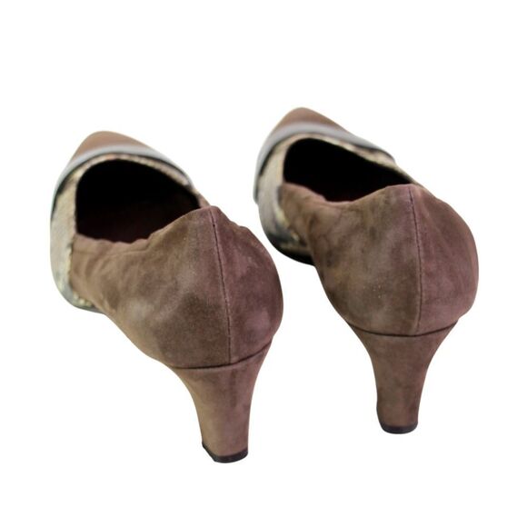 AGL Italy BROWN REAL LEATHER SUEDE LOW HEEL POINTED PUMP WOMEN'S SHOES Size 40 - Picture 3 of 10